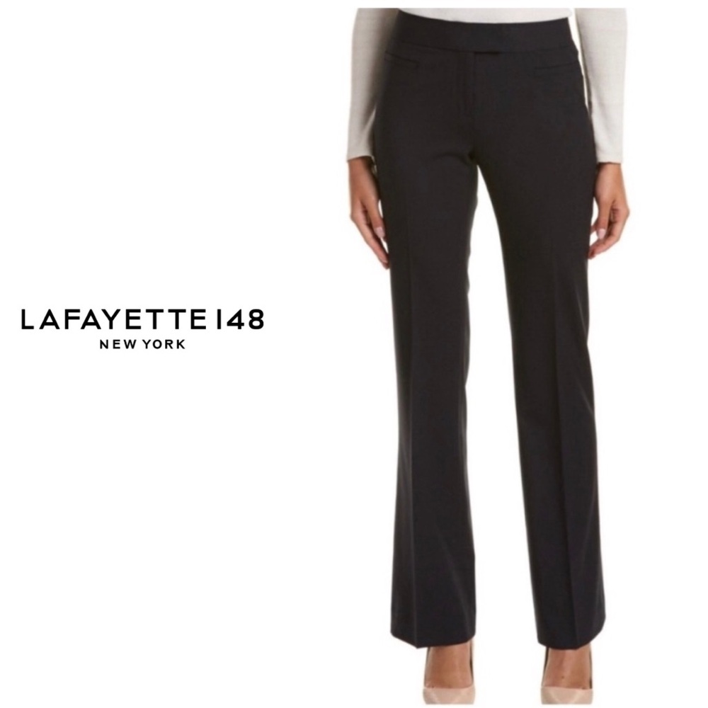 Lafayette 148 Sullivan Flared Black Wool Stretch Lightweight Tailored Pants 6